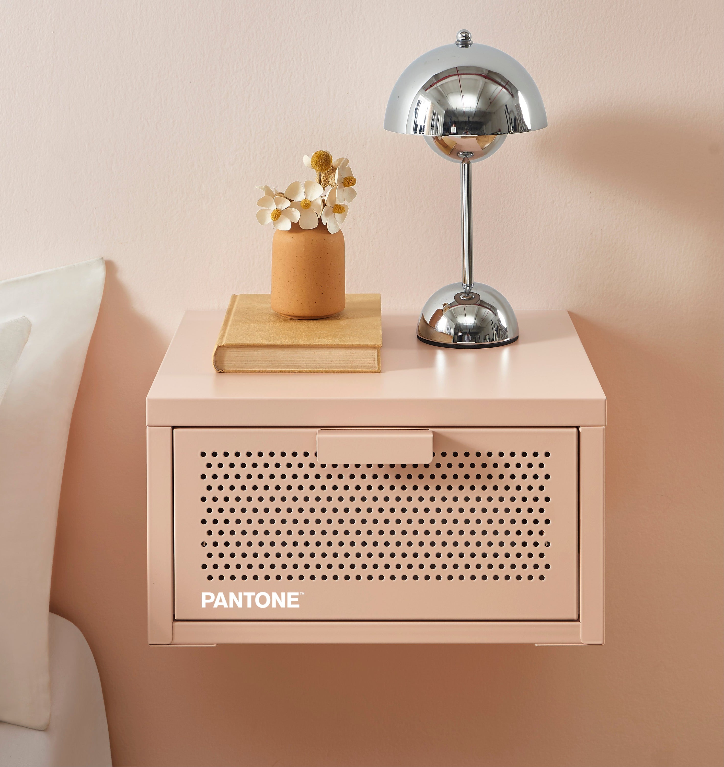 Wall Bedside Table - Metal - Blush Pink