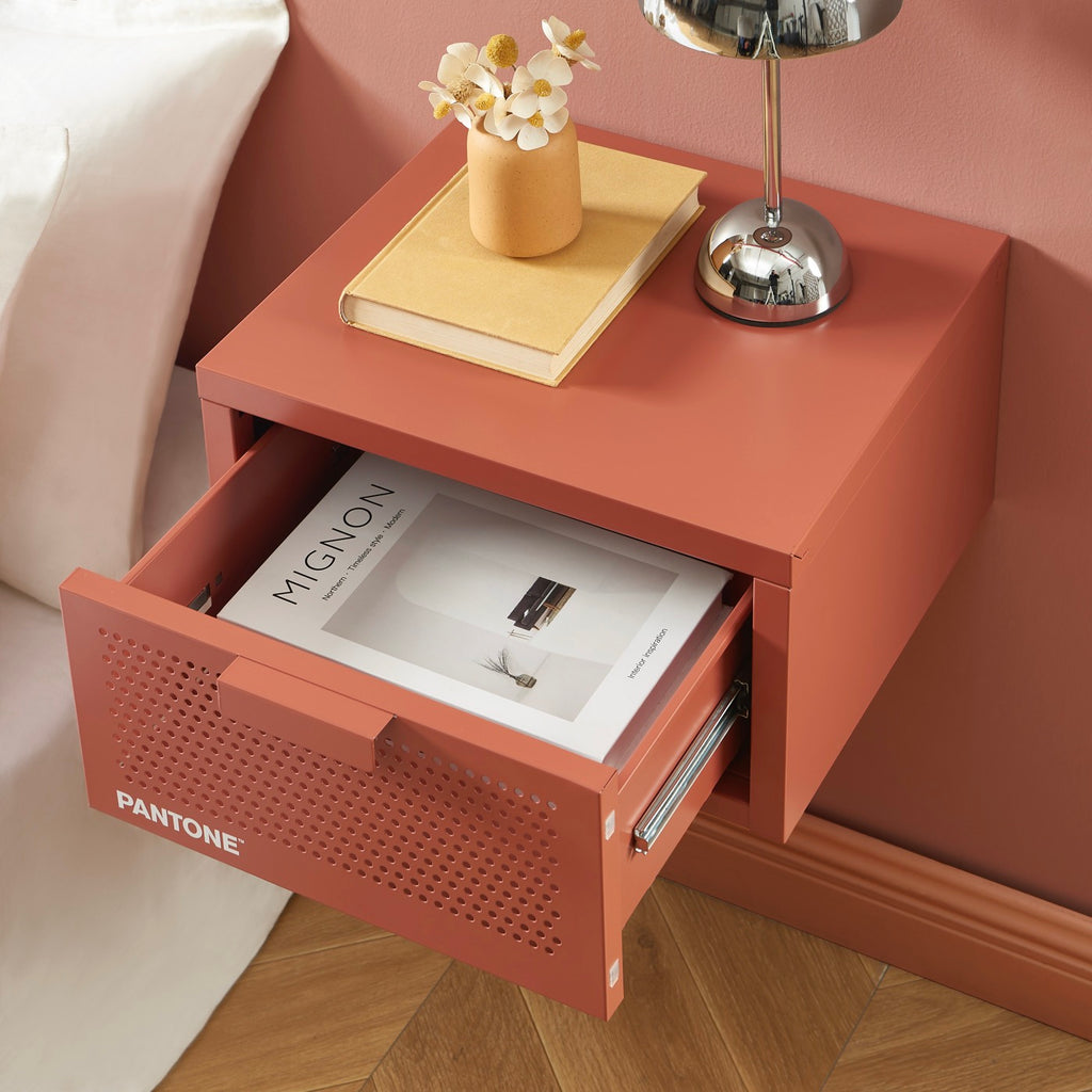Wall Bedside Table - Metal - Terracotta