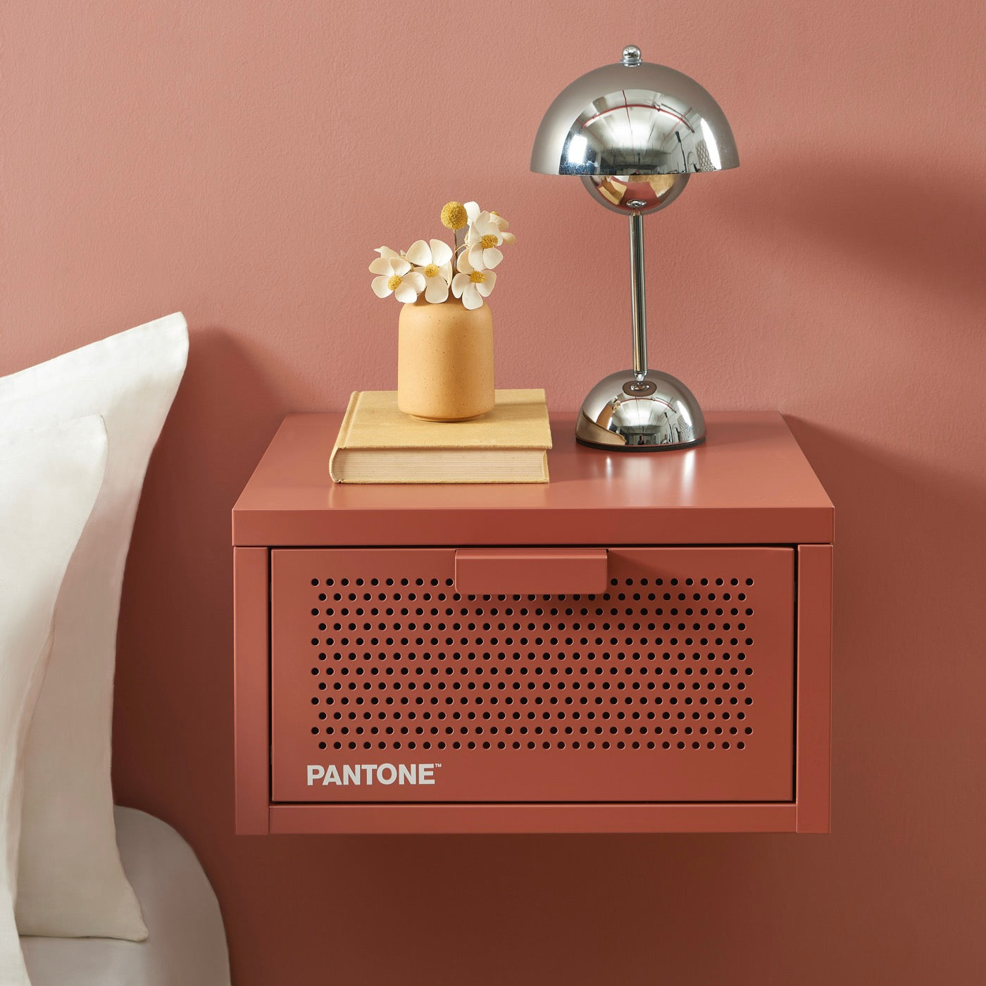 Wall Bedside Table - Metal - Terracotta