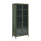 Fluted Glass And Metal Dresser - Olive Green