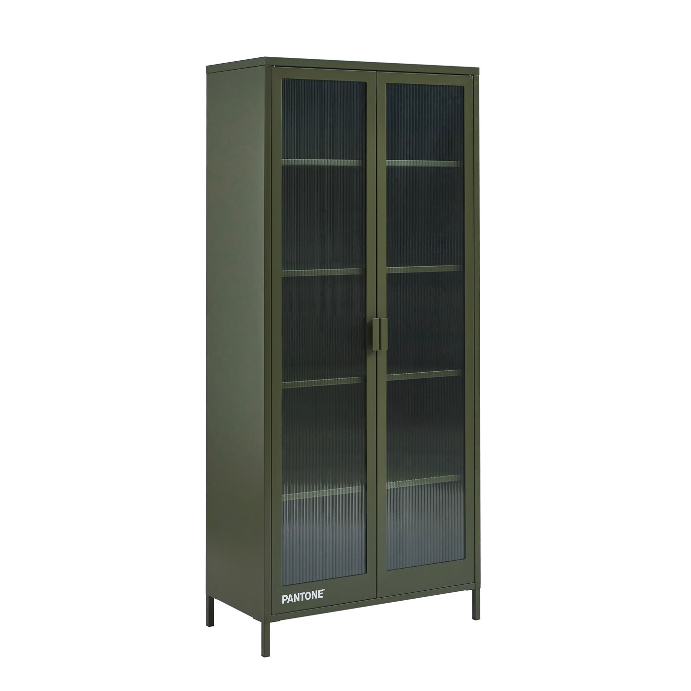 Fluted Glass And Metal Dresser - Olive Green