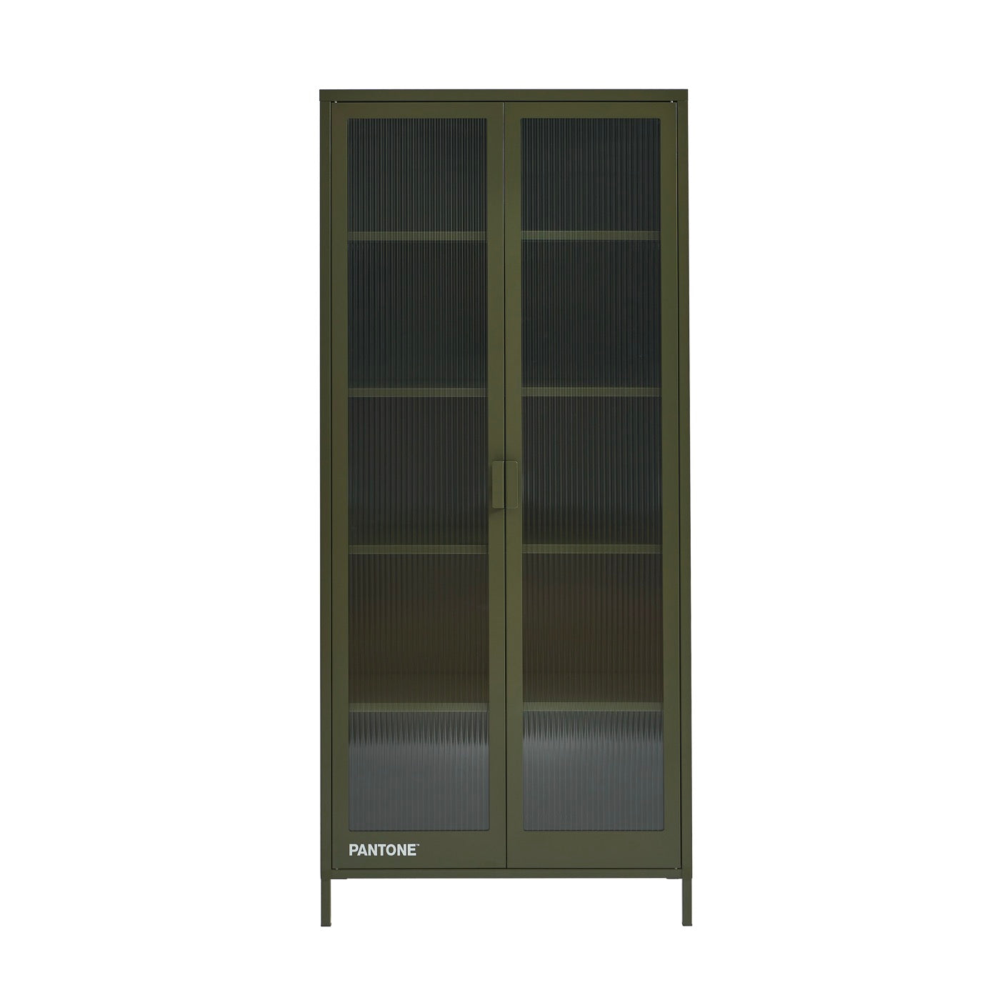Fluted Glass And Metal Dresser - Olive Green