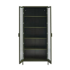 Fluted Glass And Metal Dresser - Olive Green