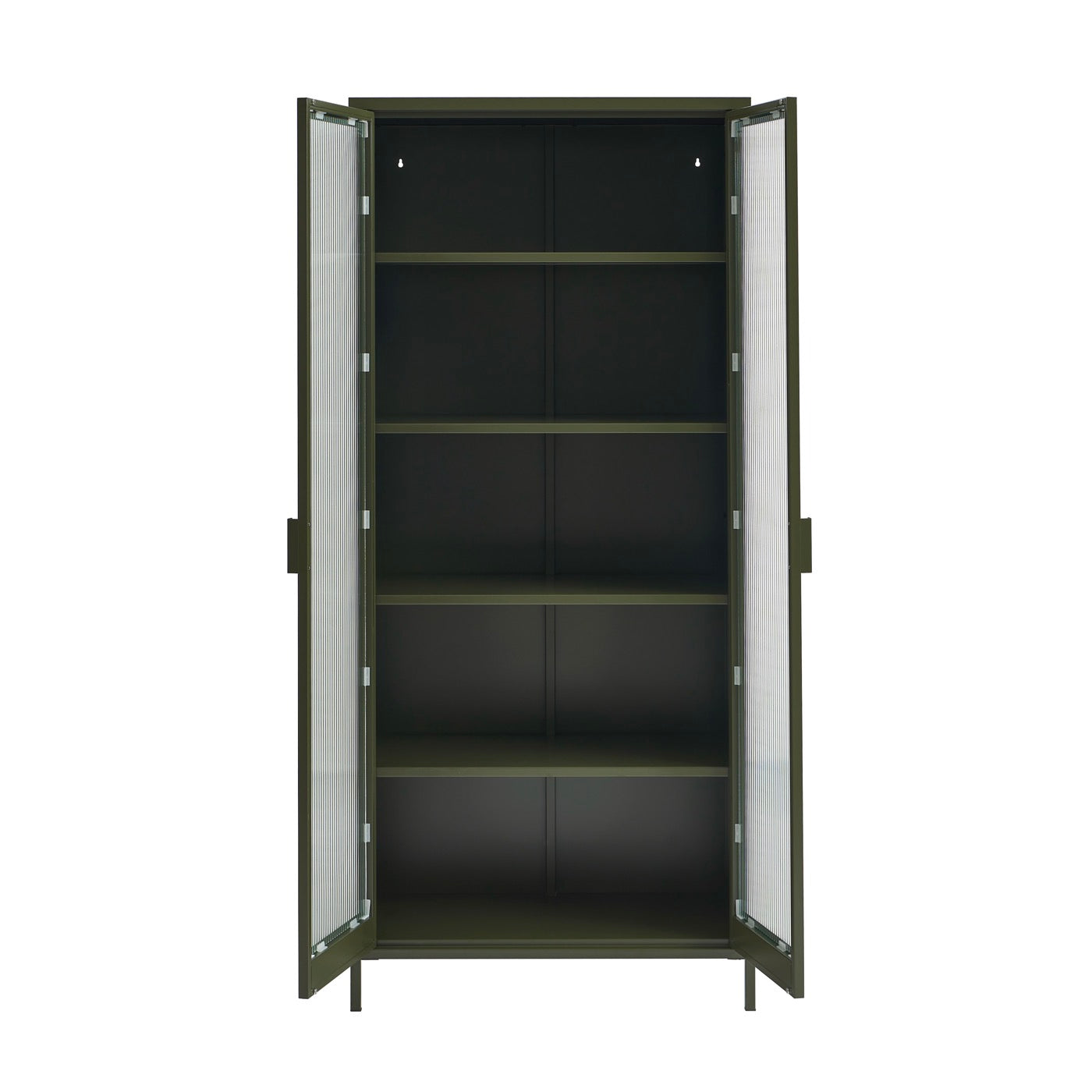 Fluted Glass And Metal Dresser - Olive Green