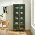 Fluted Glass And Metal Dresser - Olive Green