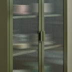 Fluted Glass And Metal Dresser - Olive Green