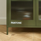 Fluted Glass And Metal Dresser - Olive Green