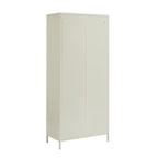 Fluted Glass and Metal Display Cabinet - Beige