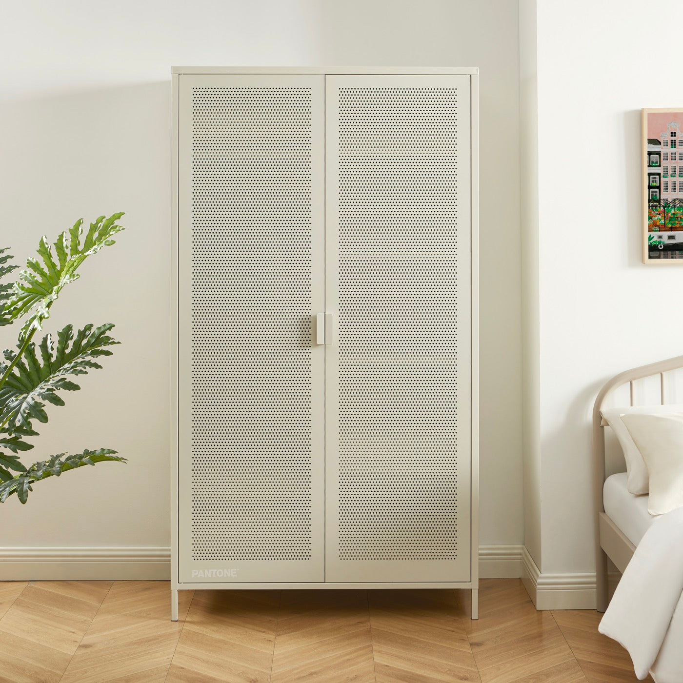 Wardrobe - Metal - Sand Beige - 2 Doors