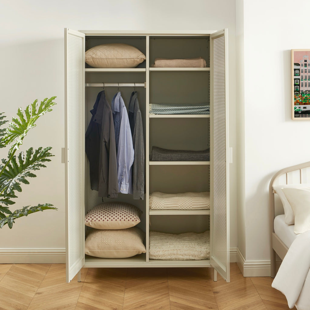 Wardrobe - Metal - Sand Beige - 2 Doors