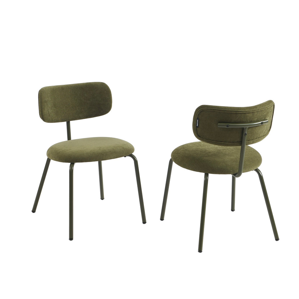Pack De 2 Sillas - Tela Y Patas De Metal - Verde Oliva