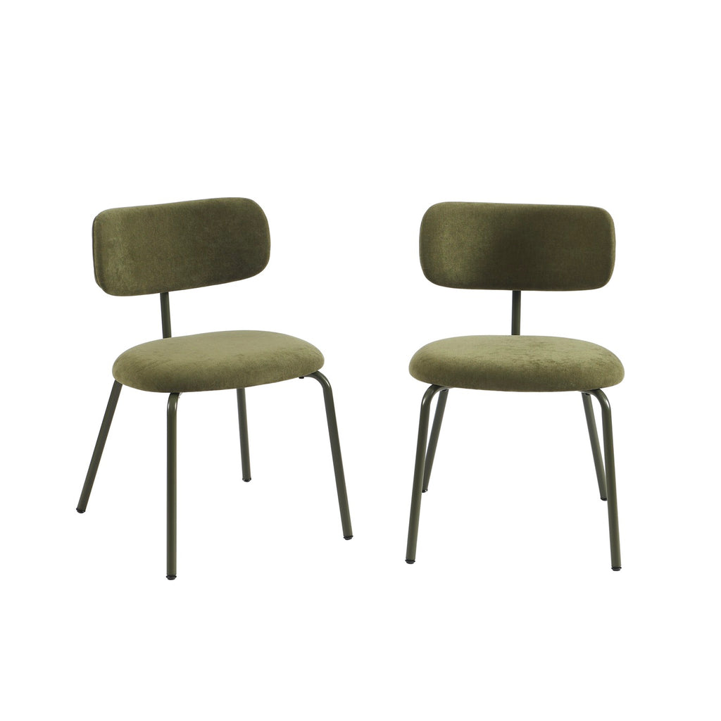 Pack De 2 Sillas - Tela Y Patas De Metal - Verde Oliva