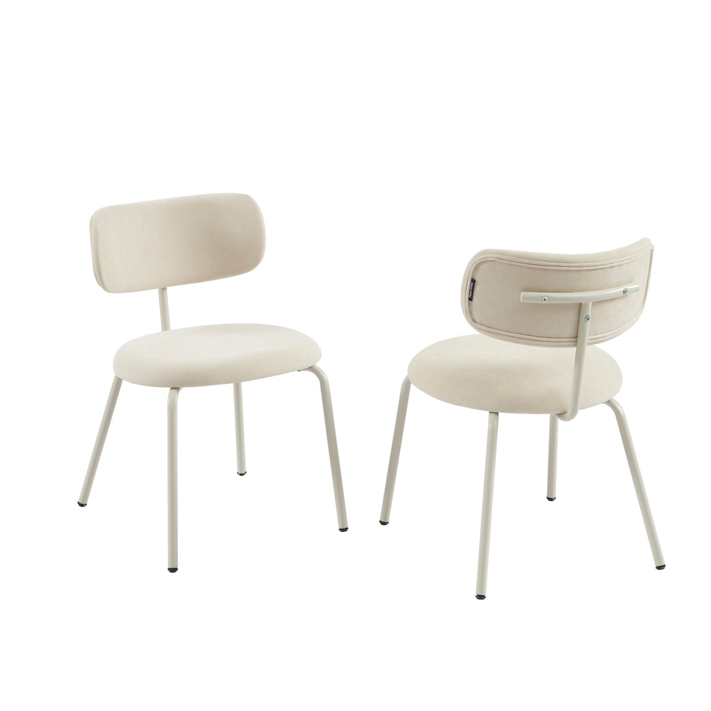 Lot De 2 Chaises - Tissu Et Pieds Métal - Beige Sable