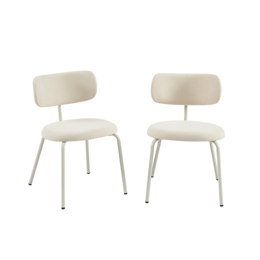 Lot De 2 Chaises - Tissu Et Pieds Métal - Beige Sable