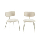 Lot De 2 Chaises - Tissu Et Pieds Métal - Beige Sable