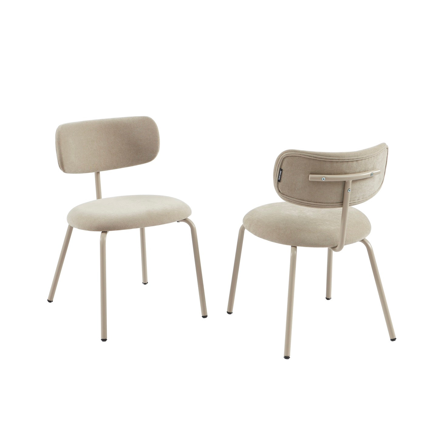 Lot De 2 Chaises - Tissu Et Pieds Métal - Taupe