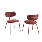 Lot De 2 Chaises - Tissu Et Pieds Métal - Terracotta