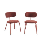 Lot De 2 Chaises - Tissu Et Pieds Métal - Terracotta