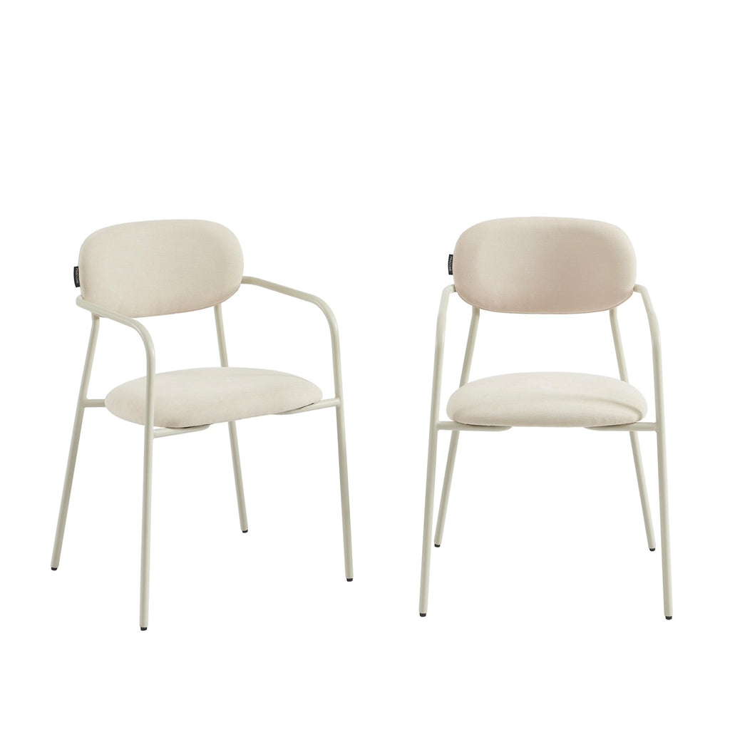Lot De 2 Chaises - Tissu Et Pieds Métal - Beige Sable