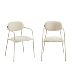 Lot De 2 Chaises - Tissu Et Pieds Métal - Beige Sable