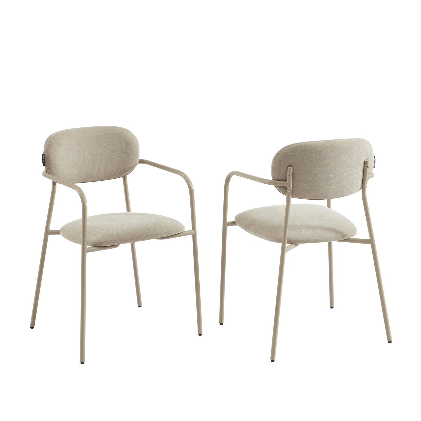 Set of 2 Chairs - Fabric and Metal Legs - Taupe