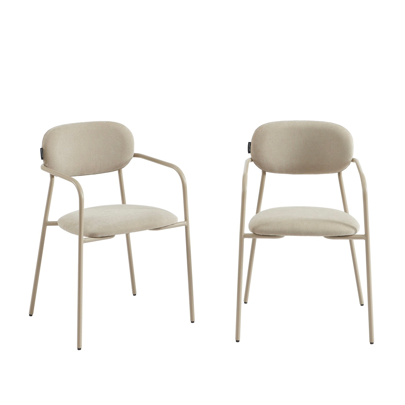 Set of 2 Chairs - Fabric and Metal Legs - Taupe