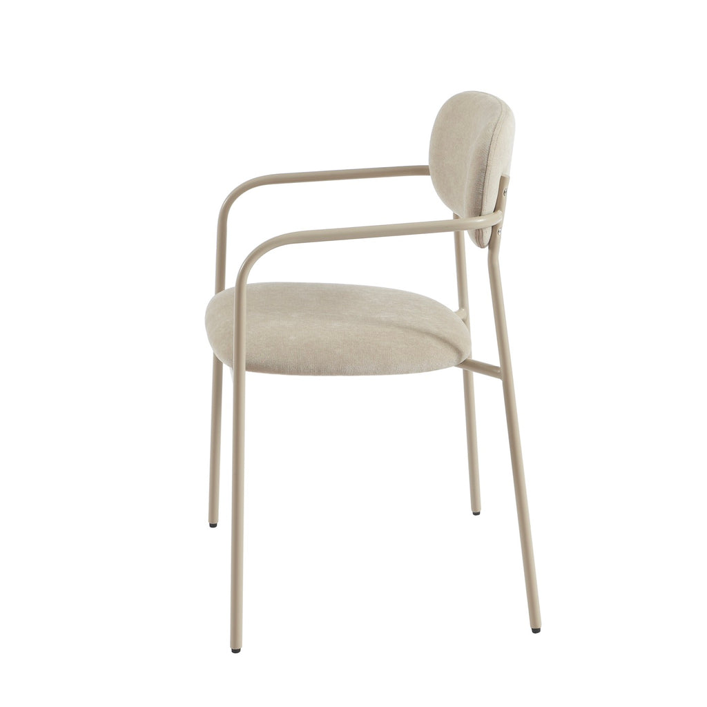 Set of 2 Chairs - Fabric and Metal Legs - Taupe
