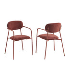 Lot De 2 Chaises - Tissu Et Pieds Métal - Terracotta