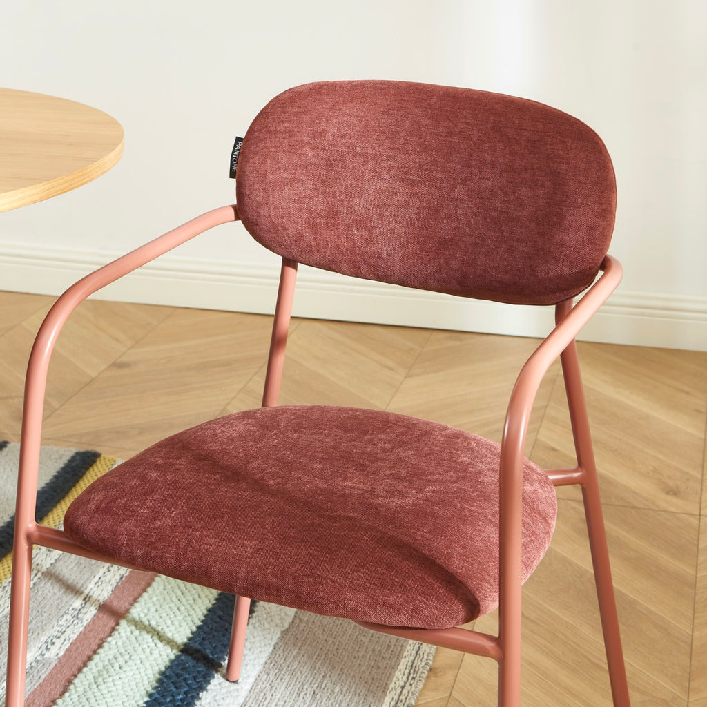 Lot De 2 Chaises - Tissu Et Pieds Métal - Terracotta