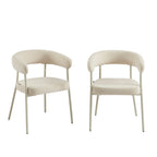 Set of 2 Chairs - Fabric and Metal Legs - Sand Beige