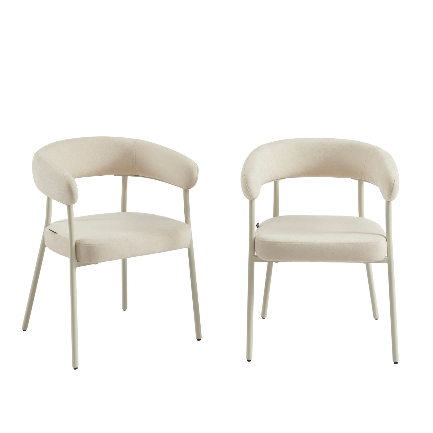 Set of 2 Chairs - Fabric and Metal Legs - Sand Beige