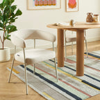 Set of 2 Chairs - Fabric and Metal Legs - Sand Beige