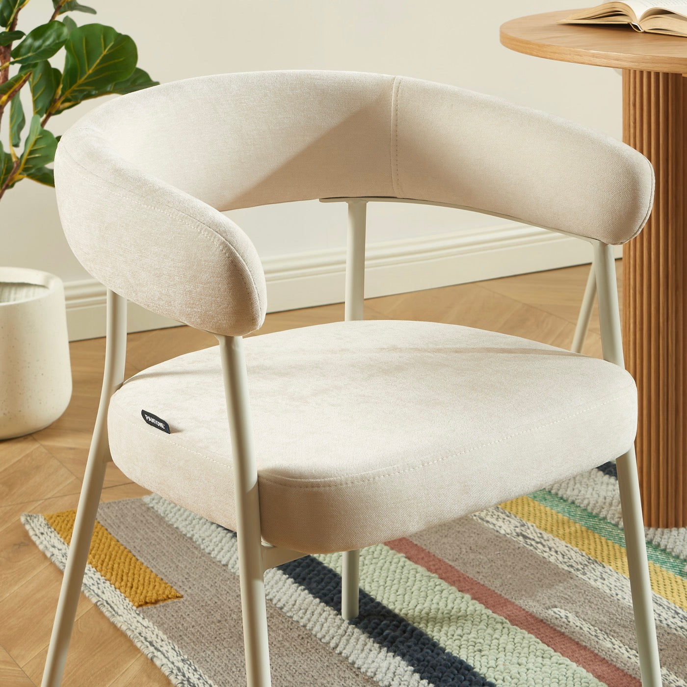 Set of 2 Chairs - Fabric and Metal Legs - Sand Beige