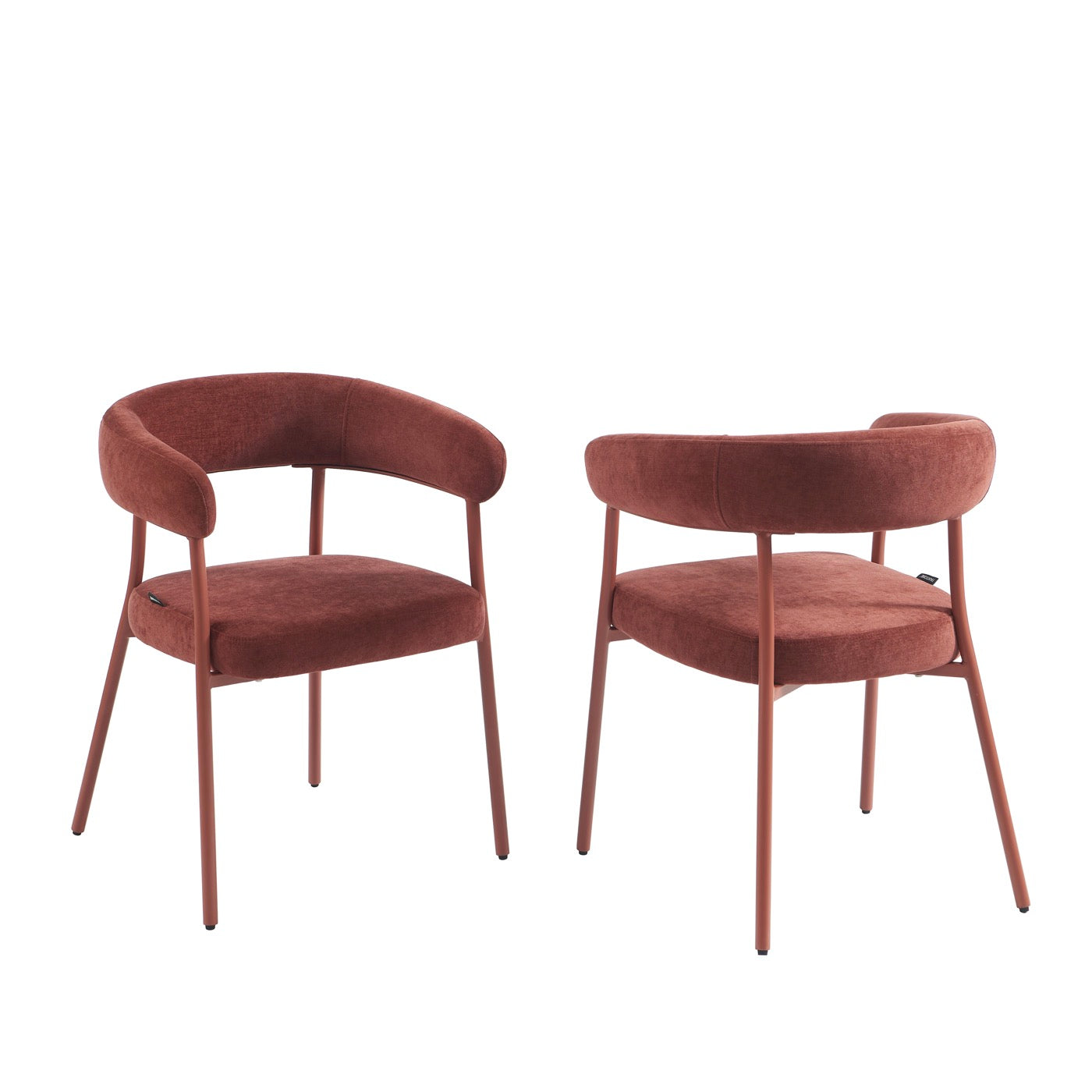 Set Of 2 Chairs - Fabric And Metal Legs - Terracotta