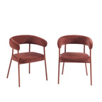 Set Of 2 Chairs - Fabric And Metal Legs - Terracotta