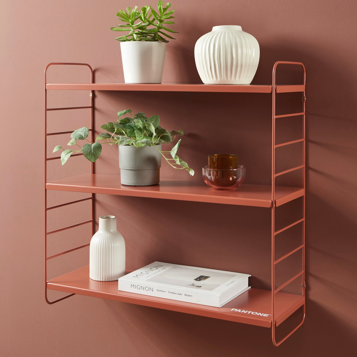 3 Tier Wall Shelf - Metal - Terracotta
