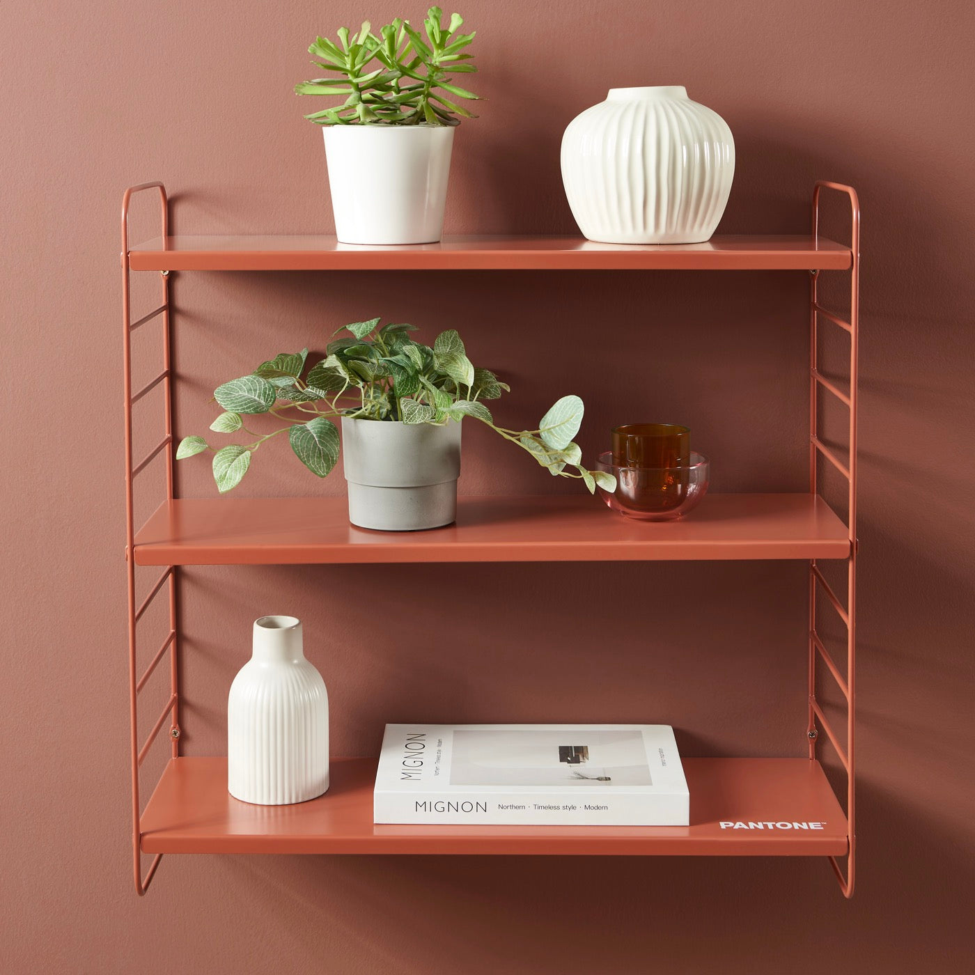 3 Tier Wall Shelf - Metal - Terracotta