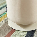 Swivel Ottoman - Chenille Fabric and Metal - Sand Beige