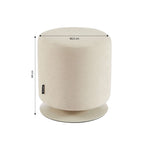 Swivel Ottoman - Chenille Fabric and Metal - Sand Beige