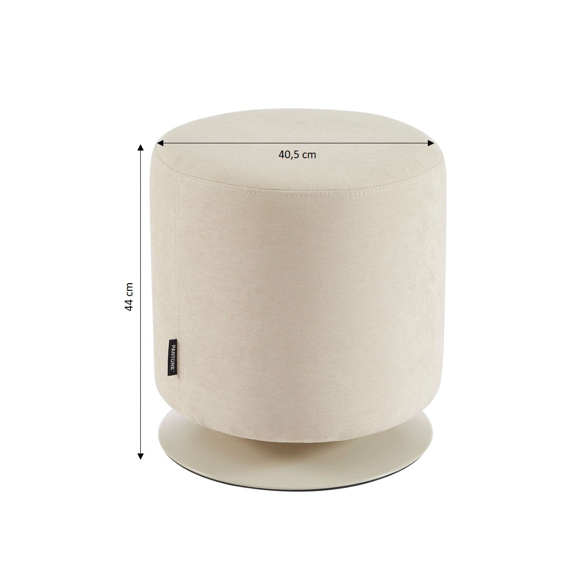 Swivel Ottoman - Chenille Fabric and Metal - Sand Beige