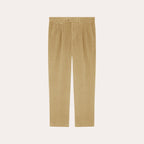 Pantalon À Double Plis En Velours Beige