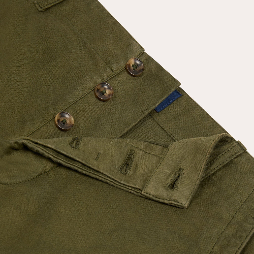 Pantalon Décontracté En Moleskine De Coton Vert Forêt