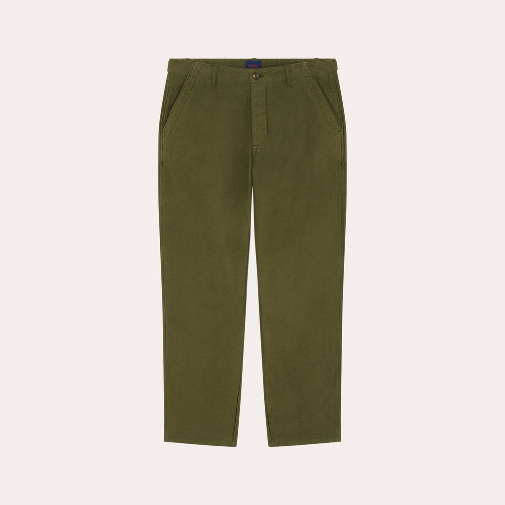 Pantalon Décontracté En Moleskine De Coton Vert Forêt