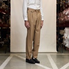 Pantalon À Double Plis En Laine Vierge Camel