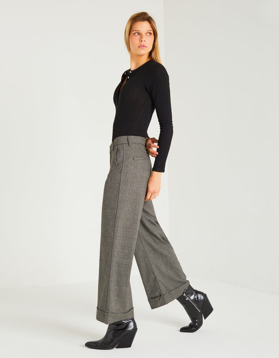 Jean Wide Paolo Fancy H23 - Black Tartan - Women