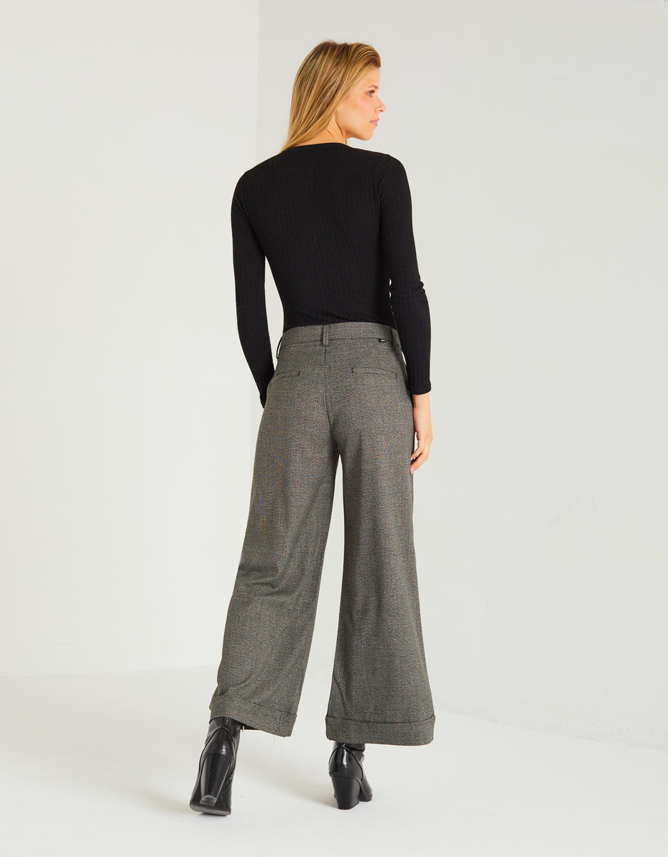 Jean Wide Paolo Fancy H23 - Black Tartan - Women