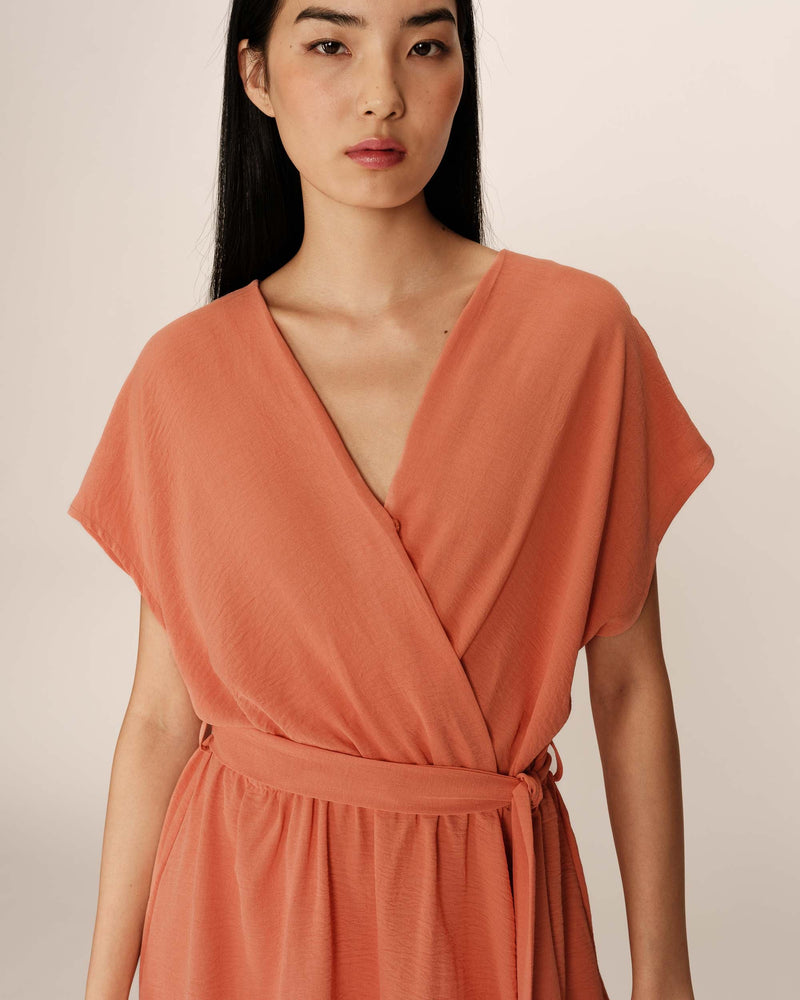 Peach Papaya Sleeveless Short Dress