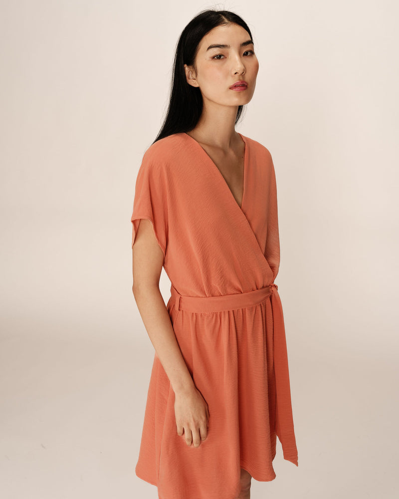 Peach Papaya Sleeveless Short Dress