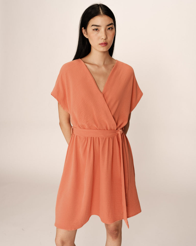 Peach Papaya Sleeveless Short Dress