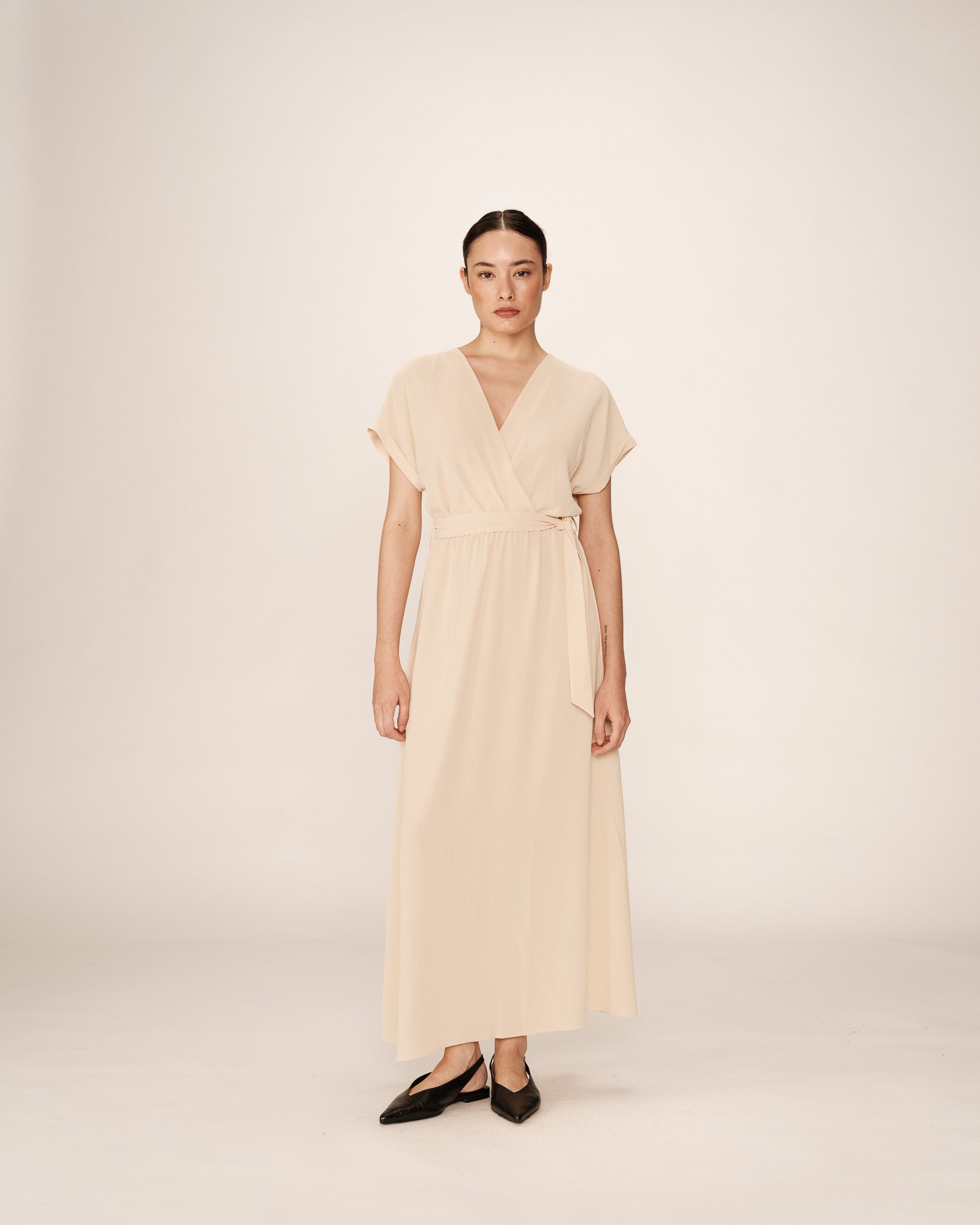 Robe Longue Papillon - Beige